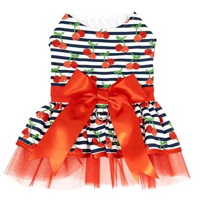 Cherry Stripe Harness Dress with Matching Leash