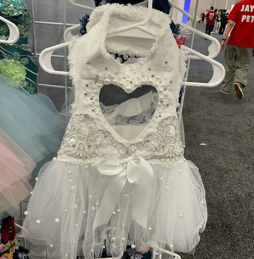 White Denim Bride Dress- Posh Puppy Boutique Medium