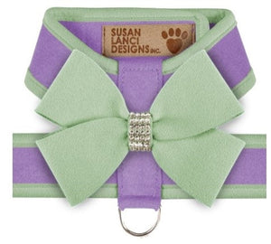 Susan Lanci Two Tone Nouveau Bow Tinkie Harness in French Lavender and Mint - Posh Puppy Boutique