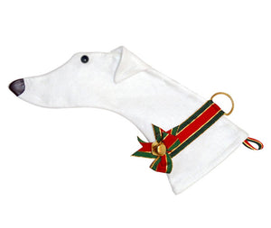 White Greyhound Decorative Dog Christmas Stocking