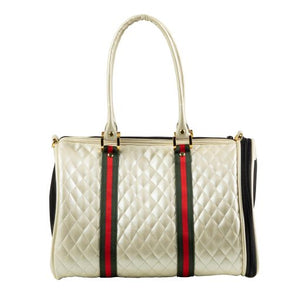 JL Duffel - Ivory Quilted with Stripe