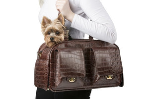 Marlee - Brown Croco Pet Carrier - Posh Puppy Boutique