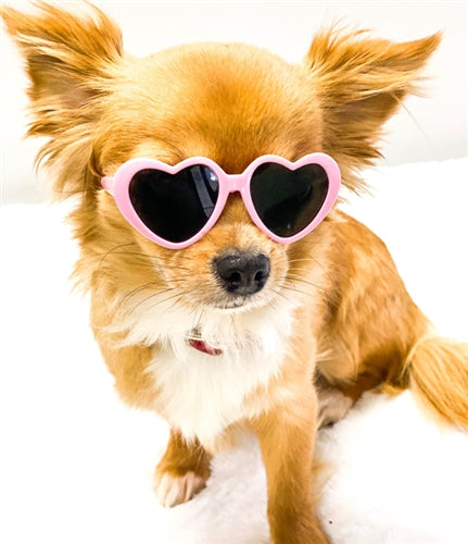 Tiny Dog Heart Sunglasses in Light Pink