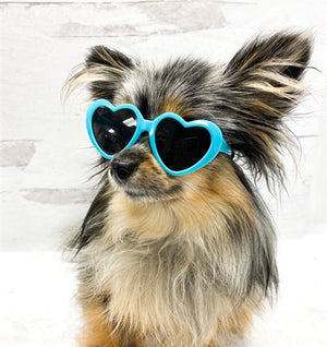 Tiny Dog Heart Sunglasses in Turquoise - Posh Puppy Boutique