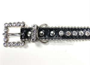 Couture Clear Crystal and Leather Dog Collar in Black - Posh Puppy Boutique