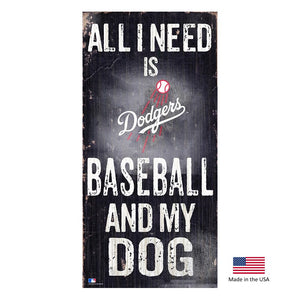 Los Angeles Dodgers Distressed Baseball And My Dog Sign