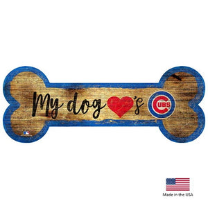 Chicago Cubs Distressed Dog Bone Wooden Sign