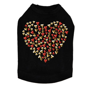 Red & Gold Nailhead Hearts Dog Tank in Many Colors - Posh Puppy Boutique