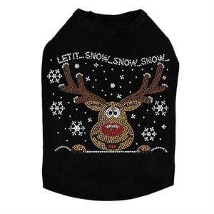 Let it Snow - Red Nose Reindeer Rhinestone Tank - Many Colors - Posh Puppy Boutique