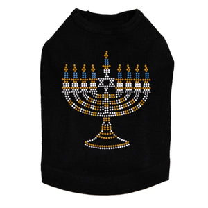 Small Menorah Blue, Silver, Gold Rhinestuds Tank Top - Many Colors - Posh Puppy Boutique