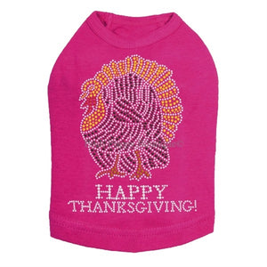 Happy Thanksgiving Turkey Rhinestone Tanks- Many Colors - Posh Puppy Boutique