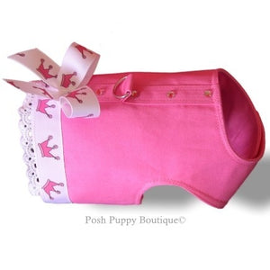 Pink Princess Crowns Harness Vest - Posh Puppy Boutique