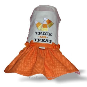 Trick or Treat Candy Corn Harness Dog Dress - Posh Puppy Boutique