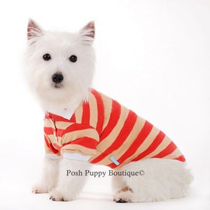 Stripe Polo Shirt in Red - Posh Puppy Boutique