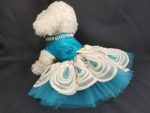 Turquoise Dog Harness Dress - Posh Puppy Boutique