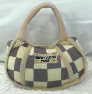 Checker Chewy Vuiton Handbag Plush Toy - Posh Puppy Boutique