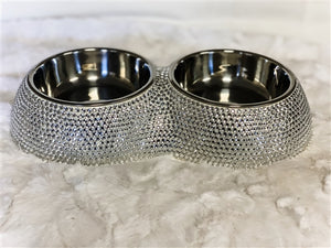 Crystal Dining Bowls in Silver - Posh Puppy Boutique