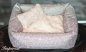 Crystal Collection Luxury Pet Bed in Imperial SIlver - Posh Puppy Boutique