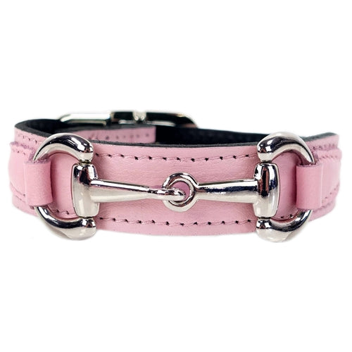 BELMONT Style Dog Collar in Sweet Pink & Nickel