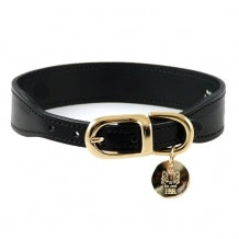 Italian Leather Dog Collar in Gold - Many Colors