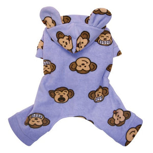 Silly Monkey Fleece Hooded Pajamas - Lavender - Posh Puppy Boutique