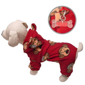 Silly Monkey Fleece Hooded Pajamas - Burgundy - Posh Puppy Boutique