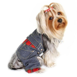 Adorable Stripy Denim Overall - Posh Puppy Boutique