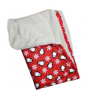 Penguins & Snowflakes Flannel-Ultra-Plush Blanket - Red - Posh Puppy Boutique