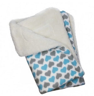 Blue and Gray Hearts Fleece-Ultra-Plush Blanket - Posh Puppy Boutique