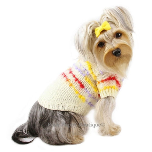 Cute Ivory Sweater with Colorful Trims