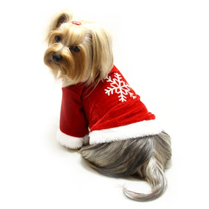 Velour Holiday Shirt with Sparkling Silver Snowflake - Posh Puppy Boutique