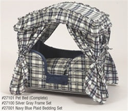 Navy Blue Plaid Canopy Bed - Posh Puppy Boutique