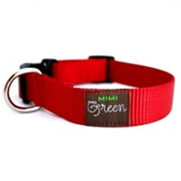 Mimi Green Fire Hydrant Red Webbing Dog Collar - Posh Puppy Boutique