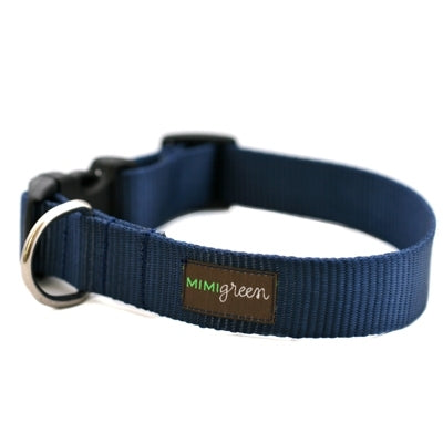 Mimi Green Navy Webbing Dog Collar