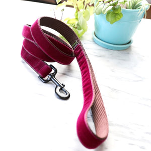 Mimi Green Merlot Red Velvet Collars and Leashes - Posh Puppy Boutique