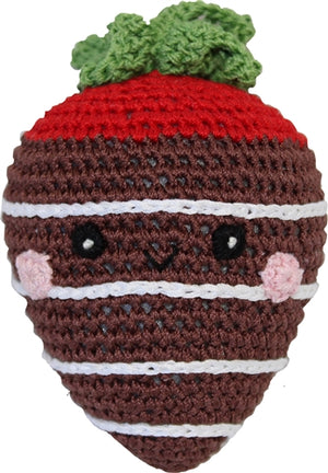 Knit Knacks Milk Chocolate Strawberry Organic Cotton Small Dog Toy - Posh Puppy Boutique