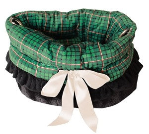 Green Plaid Reversible Snuggle Bugs Pet Bed, Bag, and Car Seat All-in-One - Posh Puppy Boutique