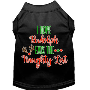 Hope Rudolph Eats Naughty List Screen Print Dog Shirt in Many Colors - Posh Puppy Boutique