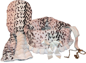 Reversible 3-in-1 Snuggle Bug Bed Carrier-Light Blush Leopard - Posh Puppy Boutique