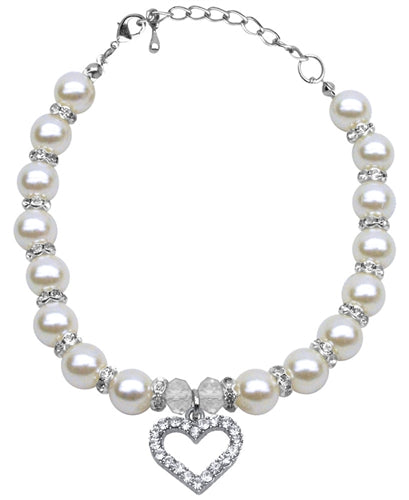 Heart and Pearl Necklace- White