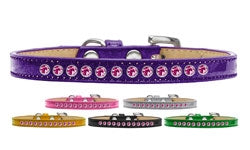 Ice Cream Collar Collection Bright Pink Crystal Leather Puppy Collar- Many Colors