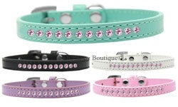 Light Pink Crystal Leather Puppy Collar- Many Colors - Posh Puppy Boutique
