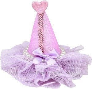 Pearl-Wrapped Party Hat Clip-on- Lavender - Posh Puppy Boutique