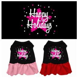 Scribble Happy Holidays Screen Print Dress - Posh Puppy Boutique