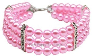 Three Row Pearl Necklace- Light Pink - Posh Puppy Boutique