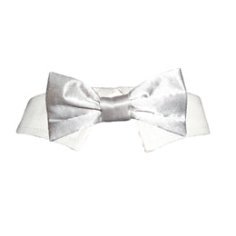 Silver Satin Bow Tie Collar - Posh Puppy Boutique
