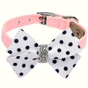 Susan Lanci Polka Dot Nouveau Bow Collar in Many Colors - Posh Puppy Boutique