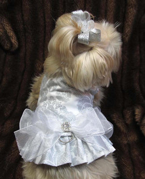Couture Delovely Damask Dog Harness Dress - Posh Puppy Boutique