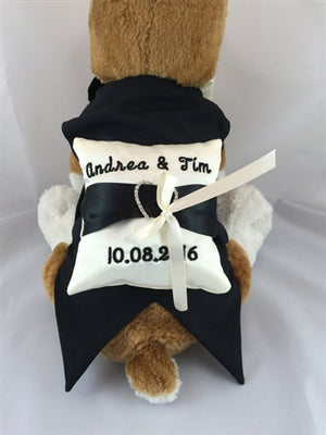 Ring Bearer Pillow - Ivory and Black - Personalized - Posh Puppy Boutique