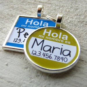 The Original Spanish Hola "Mi Nombre Es" Silver Pet ID CustomTag - Posh Puppy Boutique
